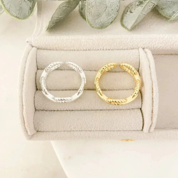 925 Sterling Silver Curb Chain Ring Chain Link Ring Stackable Minimalist Ring - Picture 5 of 9